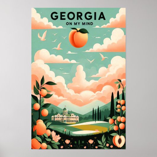 Vintage Georgia Peach Travel Poster ポスター (正面)