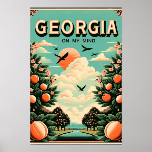 Vintage Georgia Peach Travel Poster  ポスター (正面)