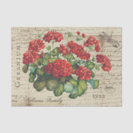 Vintage Geranium Red Sepia Custom Tissue Paper 薄葉紙