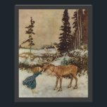 Vintage Gerda and the Reindeer by Edmund Dulac ポスター<br><div class="desc">Vintage illustration classic children's fairy tales and nursery rhymes image featuring Gerda and the Reindeer by Edmund Dulac. 1911. Gerda and the Reindeer comes from the story "The Snow Queen" in the Book "Stories from Hans Andersen" by Hans Christian Andersen. Gerda and the Reindeer features a child, a girl named...</div>