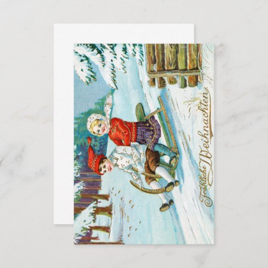 Vintage German Christmas Postcard 招待状 (正面/裏面)