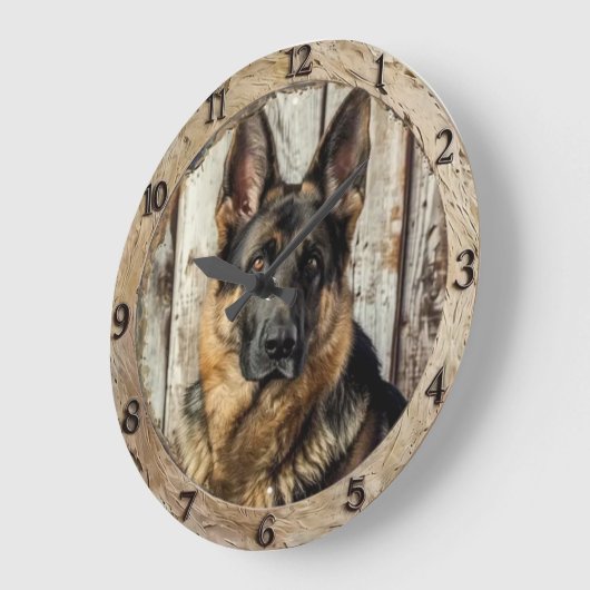 Vintage German Shepherd ラージ壁時計 (傾斜)