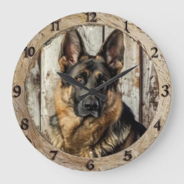 Vintage German Shepherd ラージ壁時計