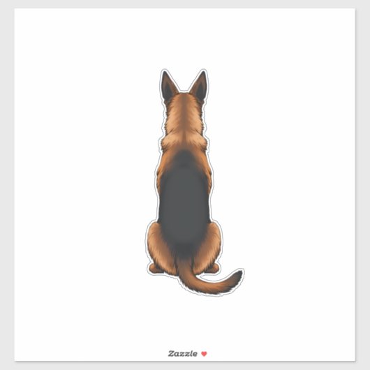Vintage German Shepherd Back View Dog Illustration シール (シート)