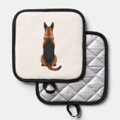 Vintage German Shepherd Back View Dog Illustration 鍋敷き (正面/裏面)