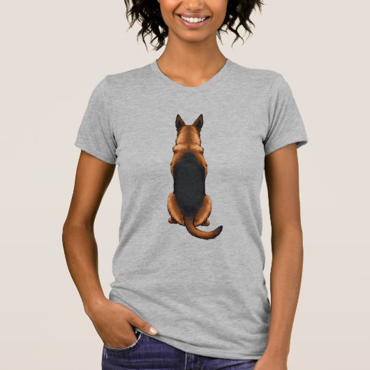 Vintage German Shepherd Back View Dog Illustration Tシャツ (正面)