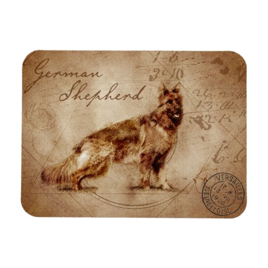 Vintage german shepherd magnet マグネット (横)