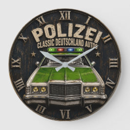 Vintage Germany Police Cruiser Classic Car ラージ壁時計