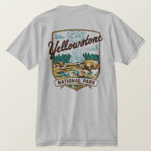 Vintage Geyser National Park Badge Tシャツ (デザイン裏面)