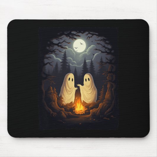 Vintage Ghost Camping Campfire Gothic Halloween Me マウスパッド (正面)