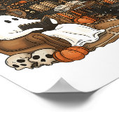 Vintage Ghost Reading Book Lovers Library Hallowee ポスター (角)