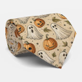 Vintage Ghosts & Pumpkins Halloween Pattern ネクタイ (ロール)