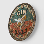 Vintage Gin & Tonic Cocktail ラージ壁時計 (傾斜)