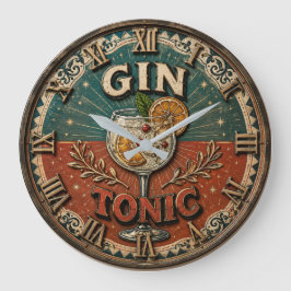 Vintage Gin & Tonic Cocktail ラージ壁時計