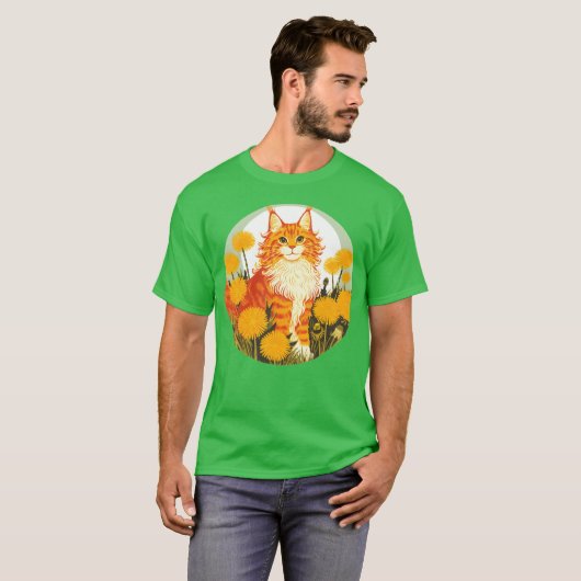 Vintage Ginger MaineCoon Cat boy Tシャツ (正面フル)