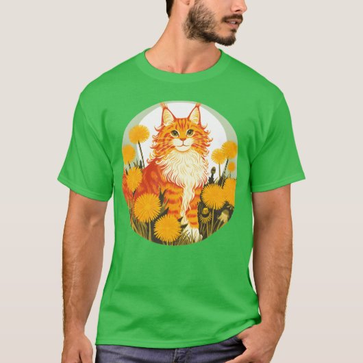 Vintage Ginger MaineCoon Cat boy Tシャツ (正面)