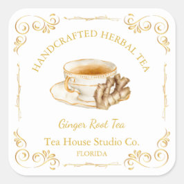 Vintage Ginger Root Tea Square Label スクエアシール