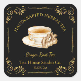 Vintage Ginger Root Tea Square Label スクエアシール