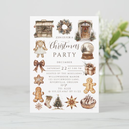 Vintage Gingerbread Christmas 招待状 (スタンド正面)