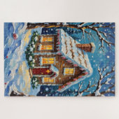 Vintage Gingerbread House in Enchanted Winter ジグソーパズル (横)