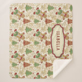 Vintage Gingerbread Man & Christmas Trees Custom  シェルパブランケット (正面)