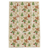 Vintage Gingerbread Man & Christmas Trees Custom ミディアムペーパーバッグ (裏面)