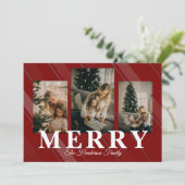 Vintage Gingham Classic 3 Photo Holiday Card シーズンカード (スタンド正面)