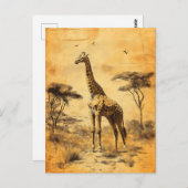 Vintage Giraffe Südafrika Savanne Postcard ポストカード (正面/裏面)