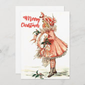 Vintage Girl Christmas  シーズンカード (正面/裏面)