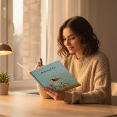 Vintage Girl on Bicycle Personalized Floral ノートブック