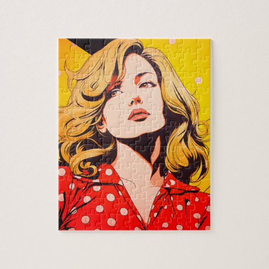 Vintage girl personalized photo unique comic  ジグソーパズル (縦)