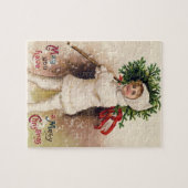 Vintage Girl with Christmas Tree, Ellen Clapsaddle ジグソーパズル (横)