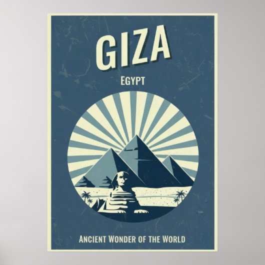 Vintage Giza Pyramid Poster – Retro Egyptian ポスター (正面)