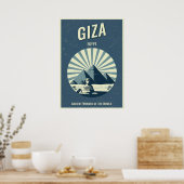 Vintage Giza Pyramid Poster – Retro Egyptian ポスター (キッチン)
