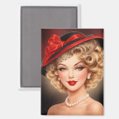  Vintage Glam Pin-Up Lady Magnet マグネット (正面/裏面)