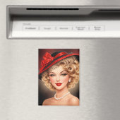  Vintage Glam Pin-Up Lady Magnet マグネット (インサイチュ (食洗機))