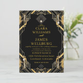 Vintage Glamour Art Deco Wedding Invitation 招待状 (スタンド正面)