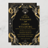 Vintage Glamour Art Deco Wedding Invitation 招待状 (正面/裏面)