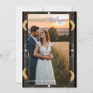 Vintage Glamour Art Photo Wedding Thank You Card サンキューカード
