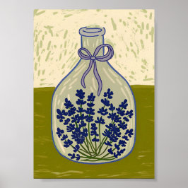 Vintage Glass Bottle with Dried Lavender  ポスター
