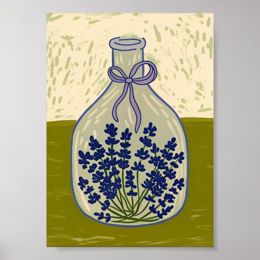 Vintage Glass Bottle with Dried Lavender  ポスター (正面)