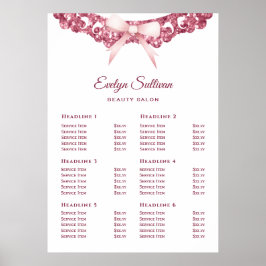 Vintage glitter frame pink bow price list poster ポスター