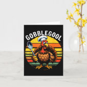 Vintage Gobble Gool Turkey Thanksgiving Man, Woman カード (黄色い花)