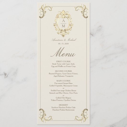 Vintage Gold Baroque Wedding メニュー (正面)