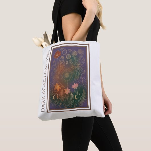 Vintage Gold Botanical Fern Dark Academia Tote Bag トートバッグ (クローズアップ)