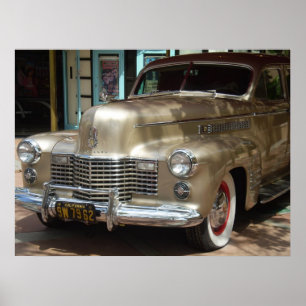 VINTAGE GOLD CADILLAC ポスター