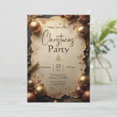 Vintage Gold Christmas Party Invitation 招待状 (スタンド正面)