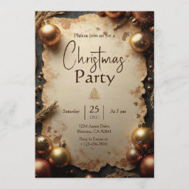 Vintage Gold Christmas Party Invitation 招待状