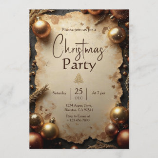 Vintage Gold Christmas Party Invitation 招待状