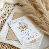 Vintage Gold Cradle Baby Shower Invitation 招待状